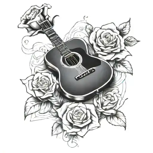Guitar And Rose With Text