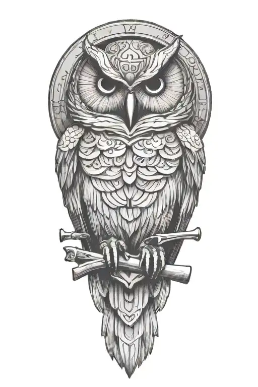 Owl Dressed Like American Revolution Rifleman