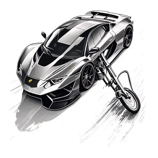 Sports Car And Motorbike