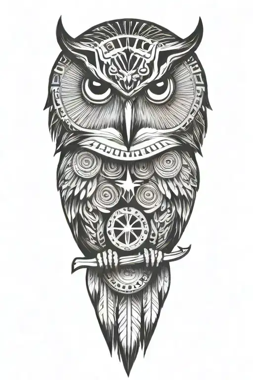 Native American Sorcerer Owl With Usa Depicted