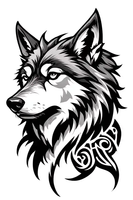 Norse Runic Wolf Face