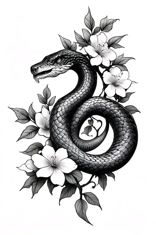 Flower Vines With A Snake Running Through