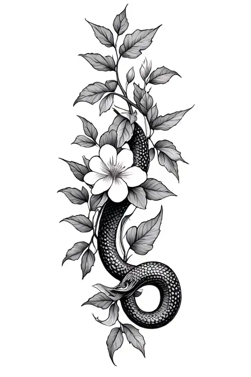 Flower Vines With A Snake Running Through