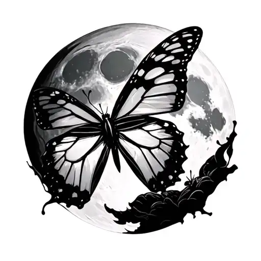 A Butterfly Turning Into A Joker In Front Of The Moon