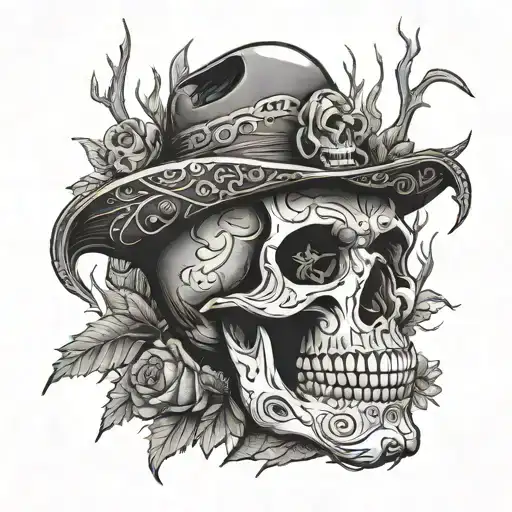 Dark Forest With Mexican Skull