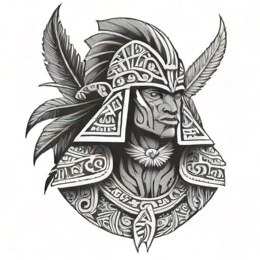 A Polynesian Warrior Adorned With Traditional