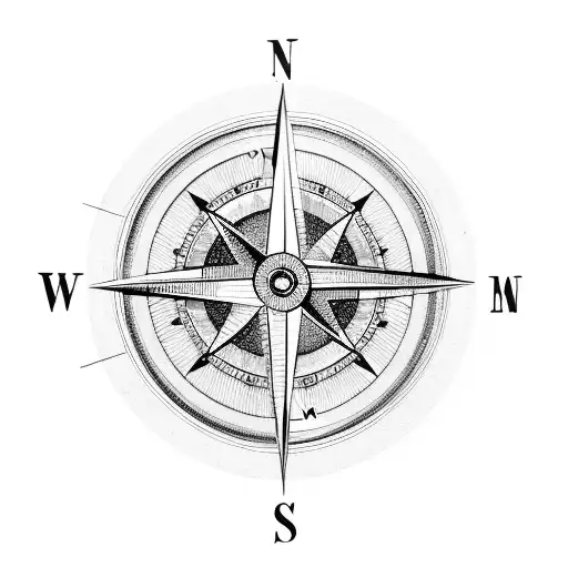 Compass With Camera Lens In The Middle Minimlist Modern Design