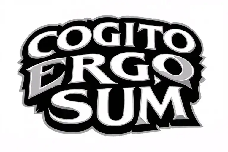 Aggressive Lettering Text Will Say Cogito Ergo Sum Placement Upper Back