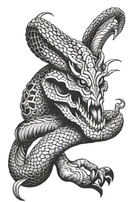 Filipino Cobra Wrapped In Carabao Skull Surrounded