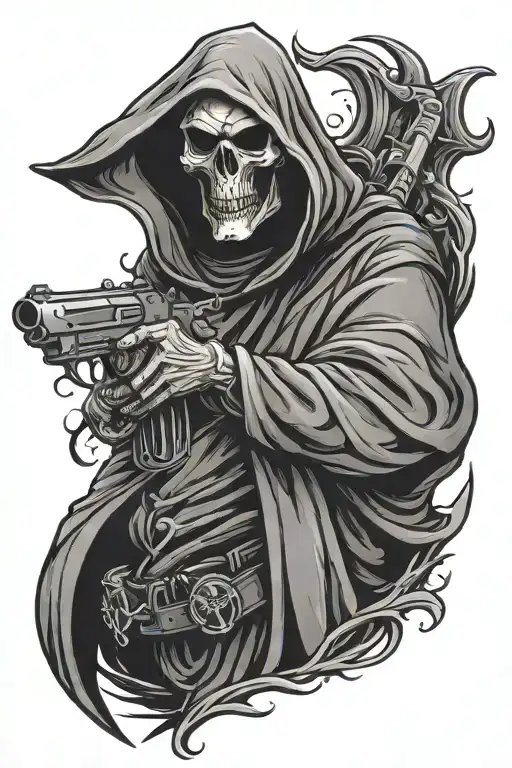 Grim Reaper Holding A Gun