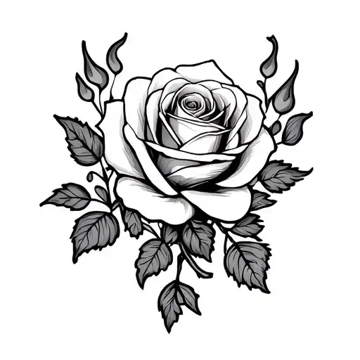 Fine Line Roses With Flame Rose Vine