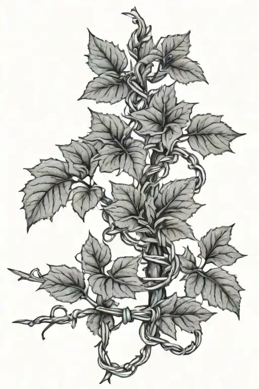 Poison Oak Vine Wrapping Around Barbed Wire