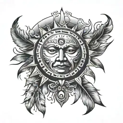 Sun & Moon With Native American