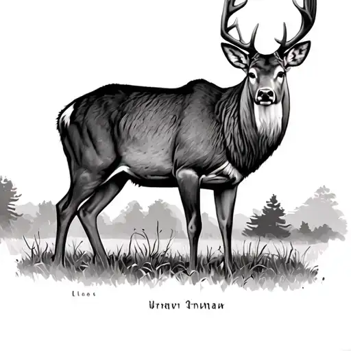 Realistic Whitetail Buck Standing In Sunset