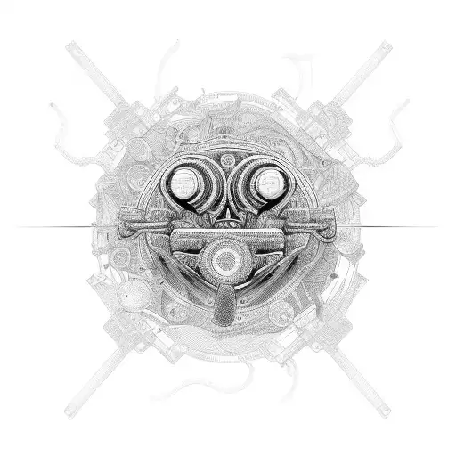 An Intricate Pattern Incorporating Bike And Car Parts In A Geometric Design