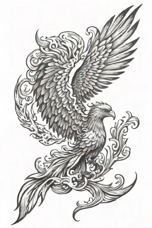 A Phoenix Rising From Flames Or Ashes
