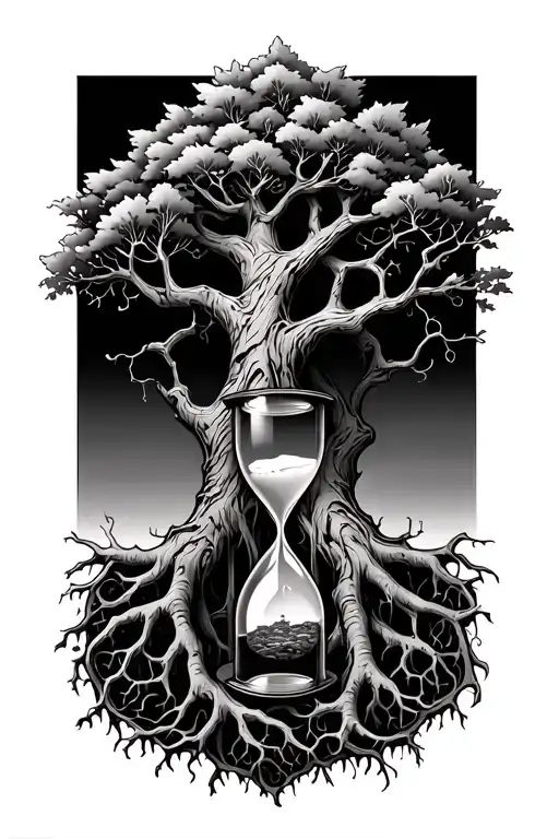 Gothic Tree Of Life With Hourglass Trapped In Its Roots
