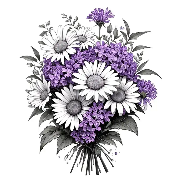 Lilac And Daisy Bouquet