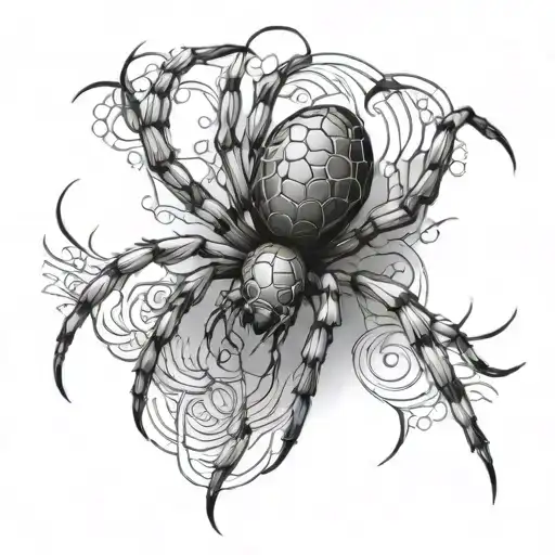 A Spider Designed By Persian Art And Crawling