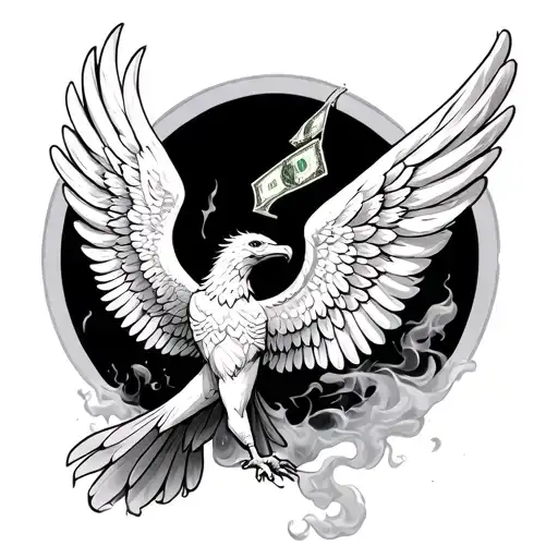 Money Smoke Rising Phoenix Wings Spread