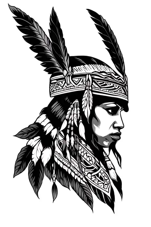 Intailian And Native American Traditional Tattoo Design