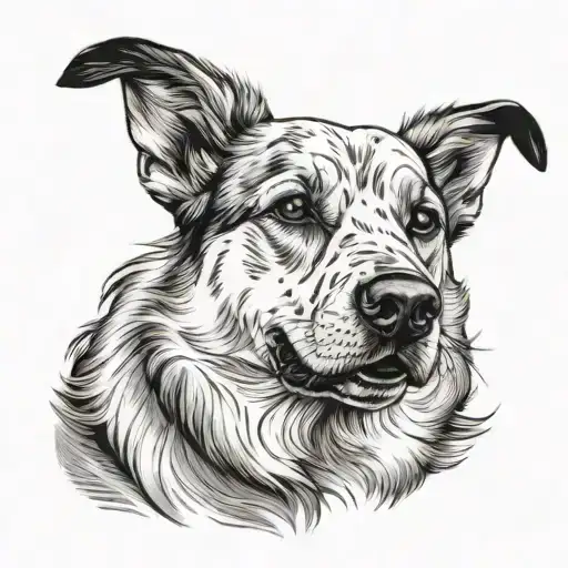 Front Facing Dog Portrait With Whispy Cirrus Clouds In The Background