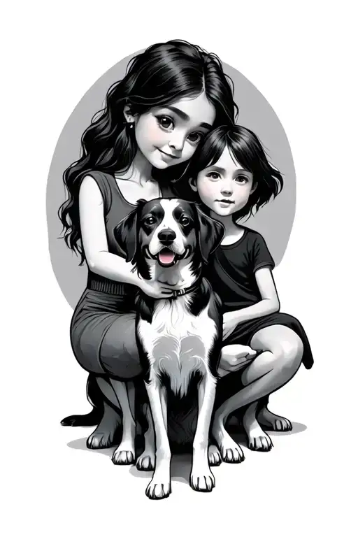 Wife Son And Dog Sitting