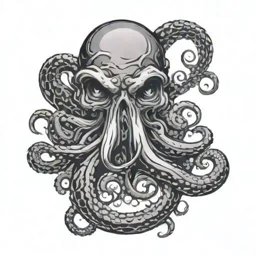 Kraken With One Human Eye With Compas And Anchor Intertwined Symbolizing The Client's Love