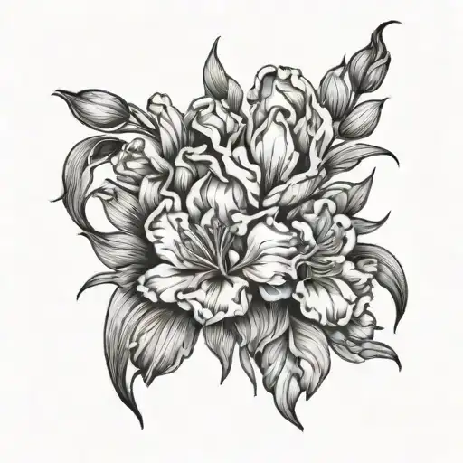 Floral Bouquet Iris Tulip Peony Flower Intertwined