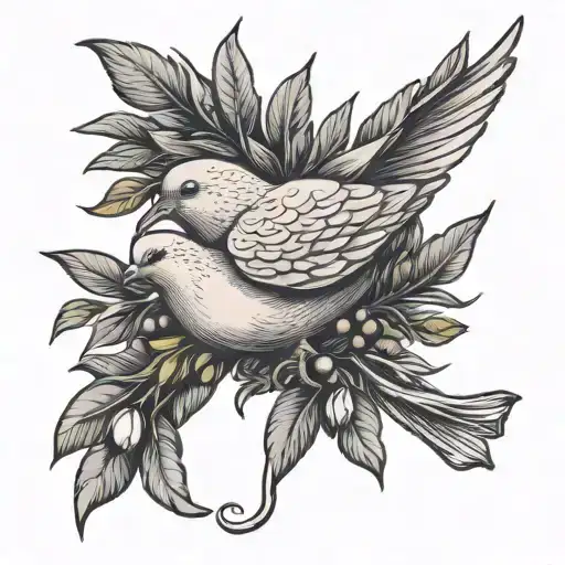 Dove Carrying Olive Branch With Olive Written In Cursive