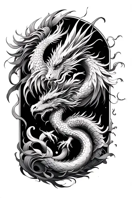 Oriental Dragon And Phoenix Intertwined Symbolizing The Client's Love