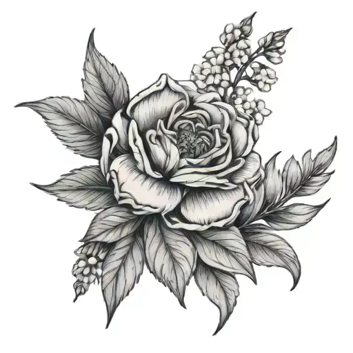February April November Birth Flower Tattoo Design