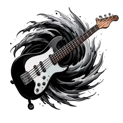 Bass Guitar And Hurricane Swirling