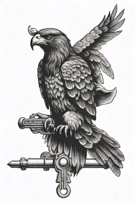 Hawk Holding An Old Key