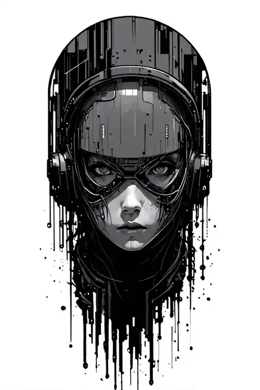 Dystopian Cyberpunk Sci Fi Scene With Vertical Lines