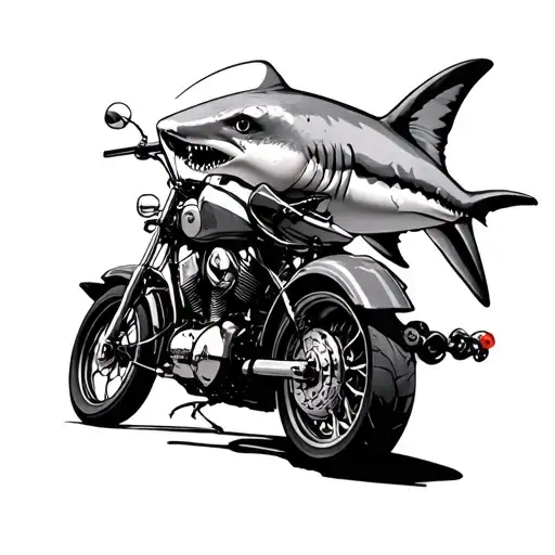 Shark Swimming Next To Motorcycle