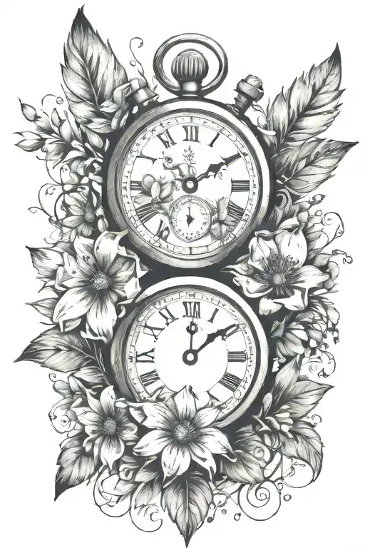 Wild Flowers With Baby Footprint And Stop Watch