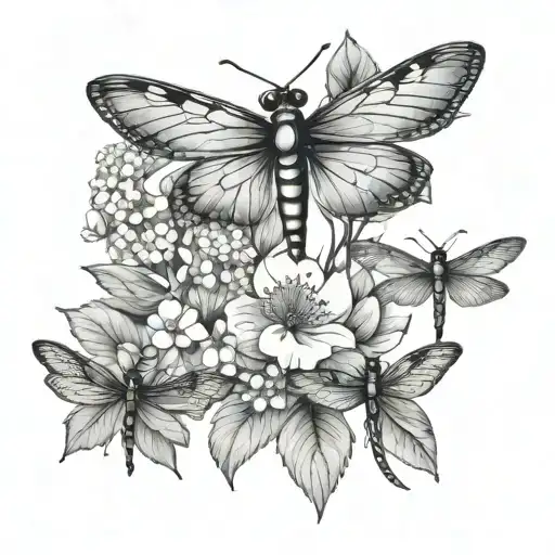 Gratitude Symbol As The Main Feature And Include Hawthorn Flowers And A Dragonfly