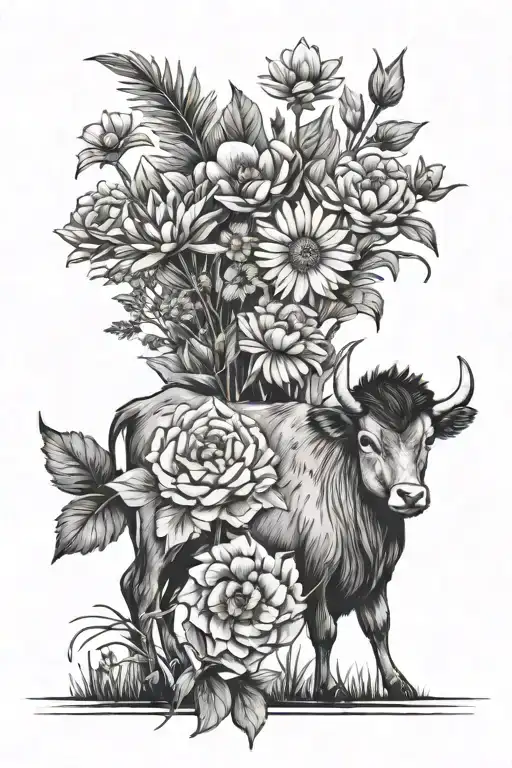 Kansas Farm Land Animal Mixed With Flowers