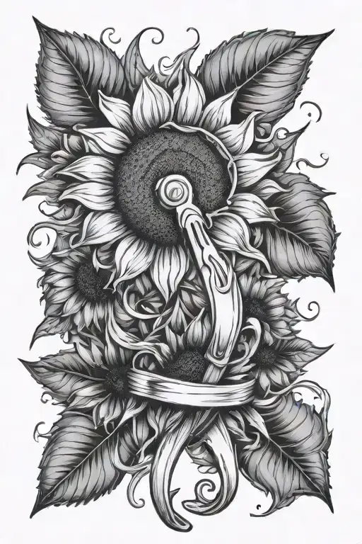 Shears Sunflower And Cancer Ribbon