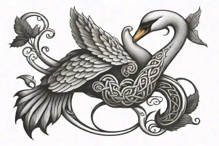 Celtic Knot Swan Entwined With A Vine Wrapped