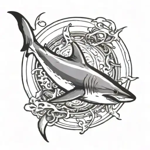 Shark Swimming In A Circle Around A Trition