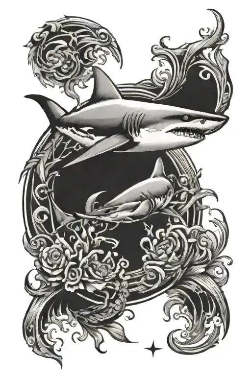 Shark Swimming In A Circle Around A Trition