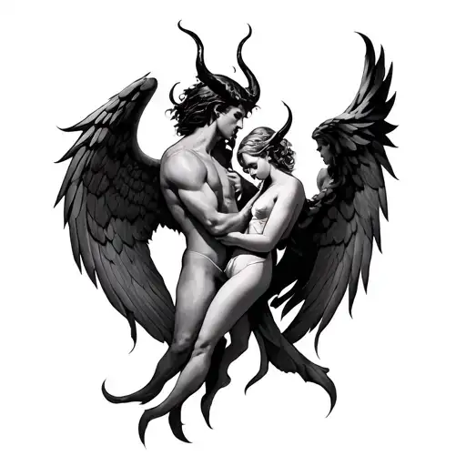Good Vs Evil Devil And Angel Full Back Tattoo Design