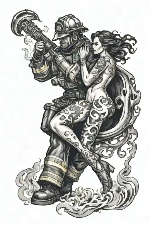 A Firefighter Battling Flames With A Sexy Goddess By His Side