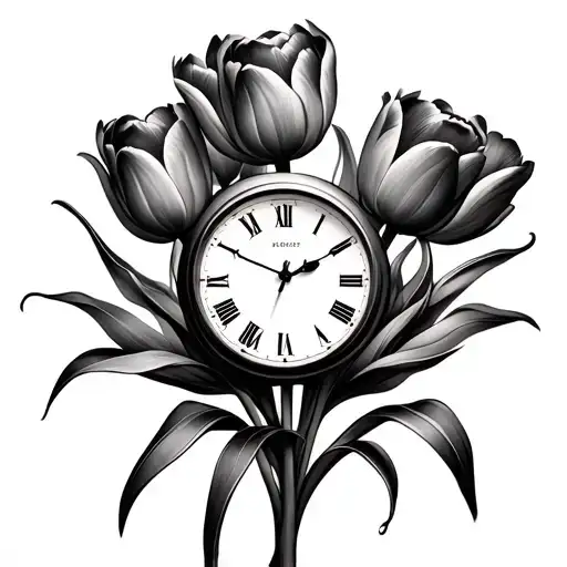 Tulips With A Clock