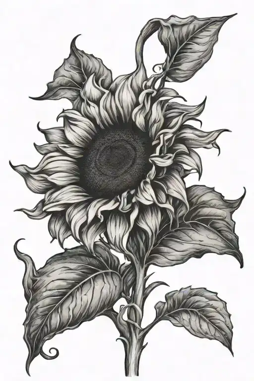 Sunflower Growing From Lily Flower