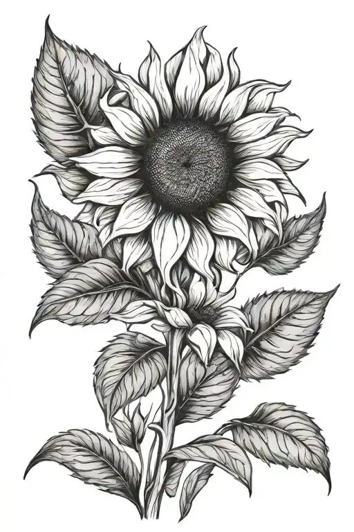 Sunflower Growing From Lily Flower