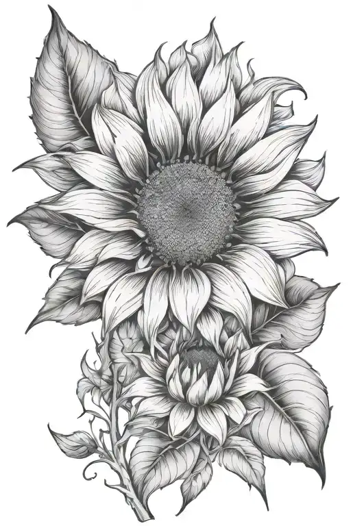 Sunflower Growing From Lily Flower