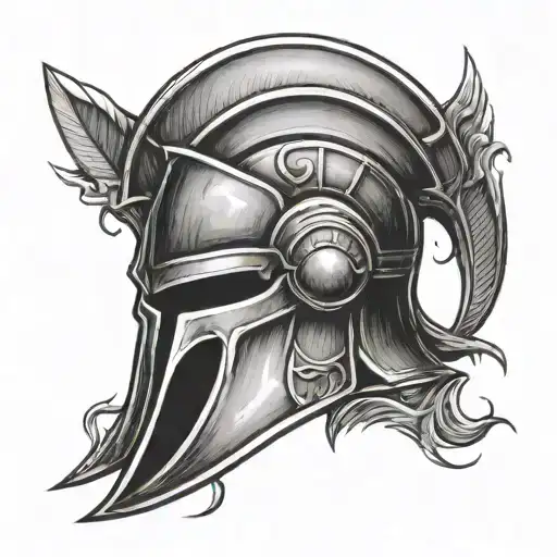 Frot Facing Spartan Helmet With The Letter A